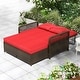 preview thumbnail 14 of 18, Gymax Patio Rattan Daybed Wicker Loveseat Sofa w/ Multifunctional