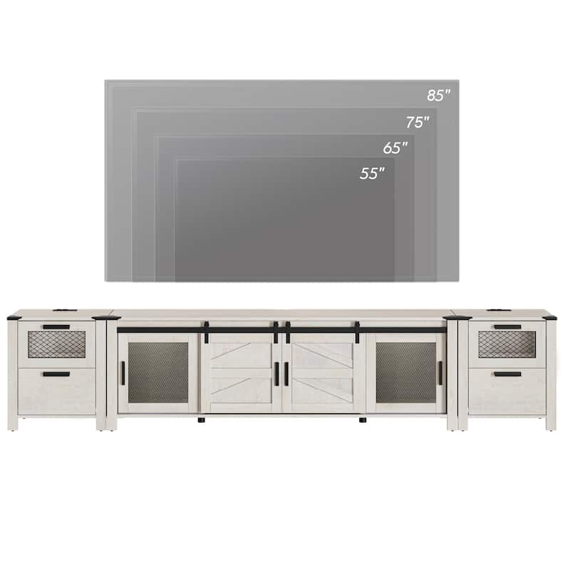 WAMPAT TV Stand set with Charging Station and Drawers - 1 Pack