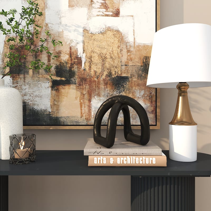 CosmoLiving by Cosmopolitan Black Porcelain Ceramic Arched Abstract Decorative Sculpture