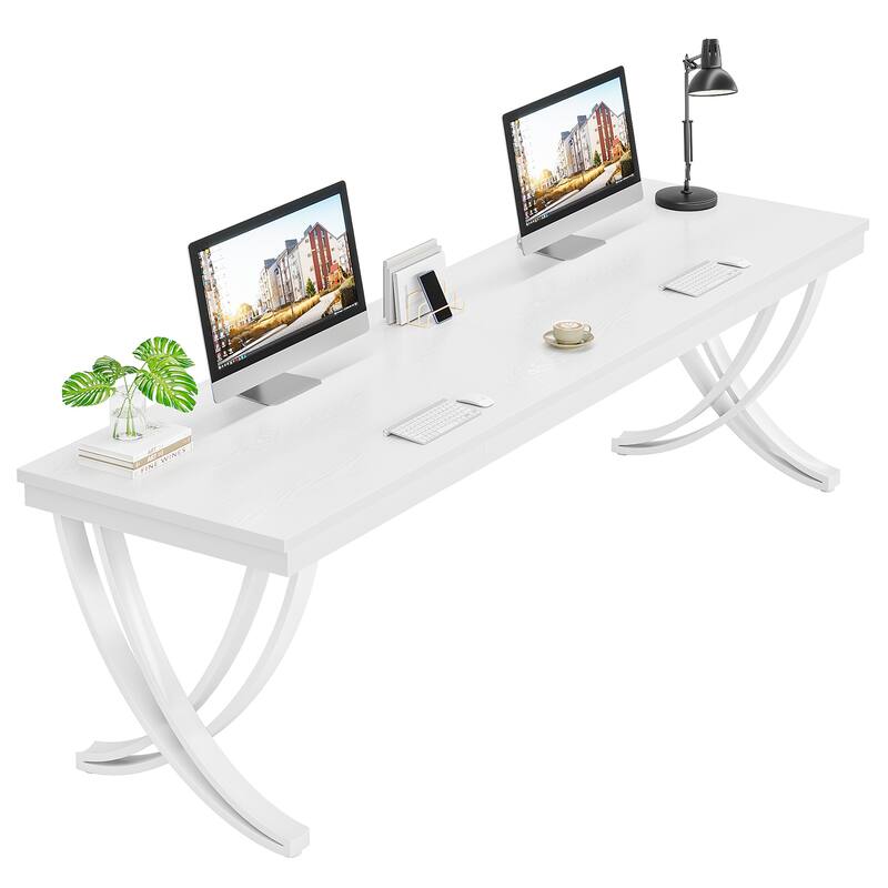 78.74" Extra Long Double Computer Desk with Unique Metal Legs for Home Office