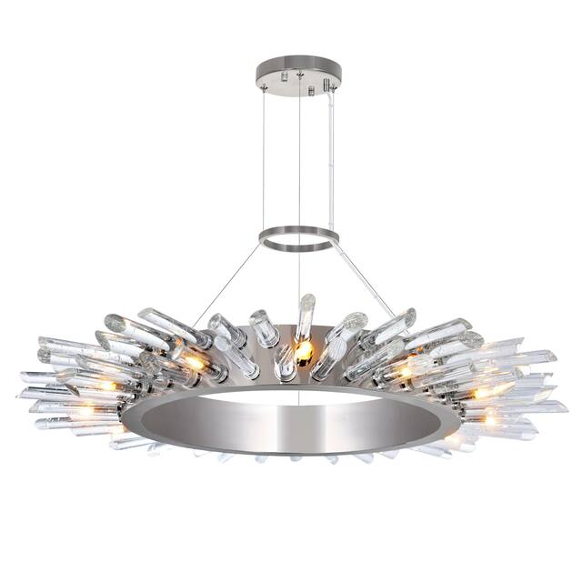 12 Light Chandelier with Polished Nickle finish.