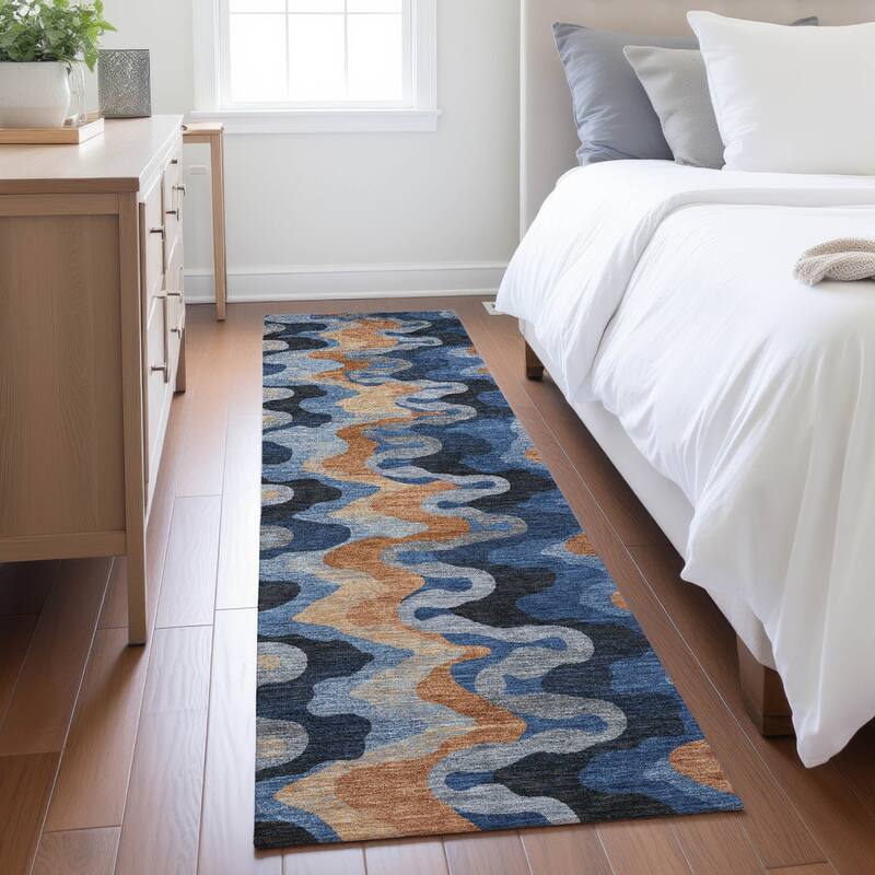 Machine Washable Indoor/ Outdoor Modern Mason Chantille Rug