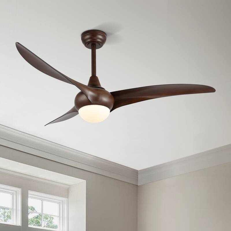 Raffles 52" 1-Light Vintage Iron/Plastic Mobile-App/Remote-Controlled 6-Speed Retro Swirl LED Ceiling Fan, by JONATHAN Y