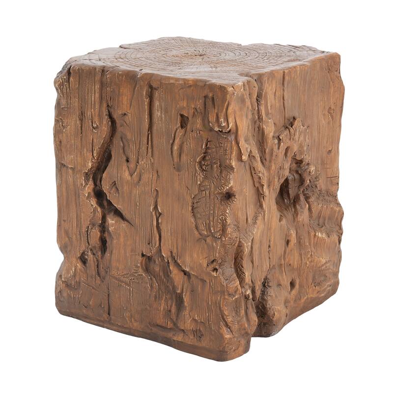 Roomfitters Amira Outdoor Tree Stump Side Table, Weather Resistant MGO Faux Wood Accent, Brown Finish