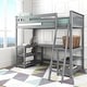 preview thumbnail 4 of 31, Max and Lily Twin Size High Loft Bed with Wraparound Desk and Shelves Grey