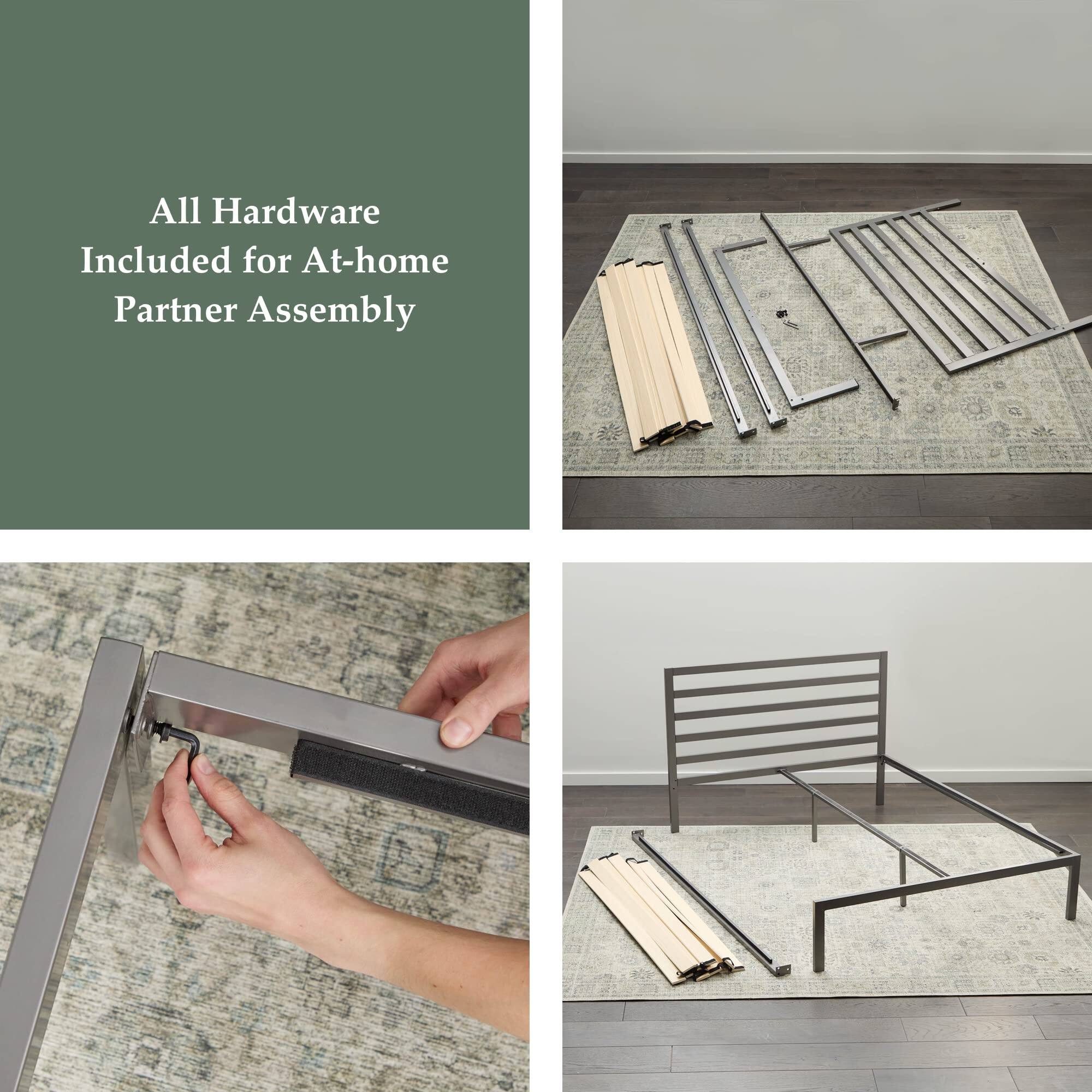 Cassidy Metal Platform Bed Frame with Metal Headboard Box Spring Not