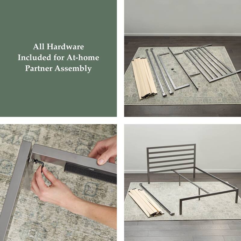 Cassidy Metal Platform Bed Frame with Metal Headboard Box Spring Not