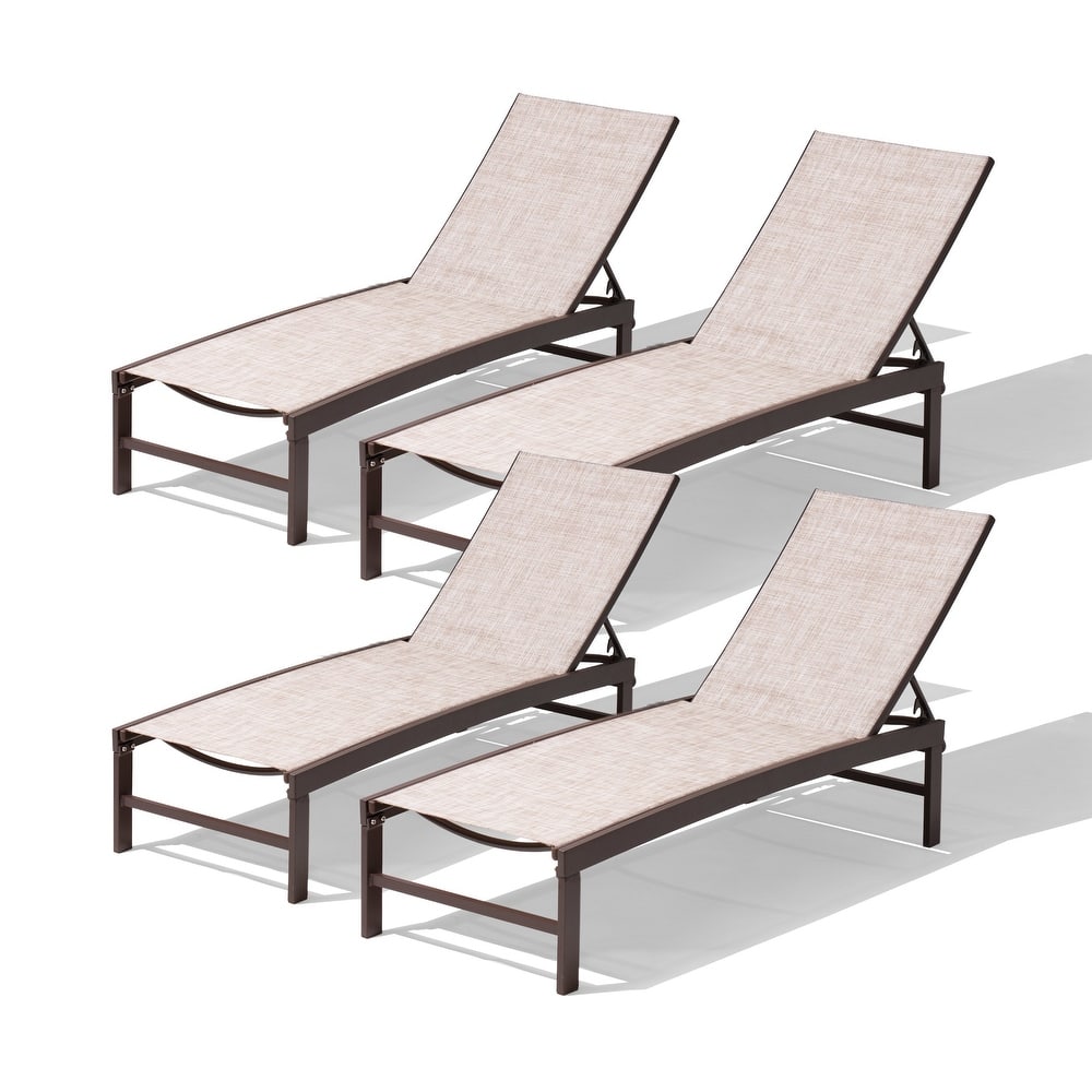 Pellebant Outdoor Adjustable Aluminum Chaise Lounge Chairs (Set of 4) - 23.43 " W x 42.63" D x 13.15" H
