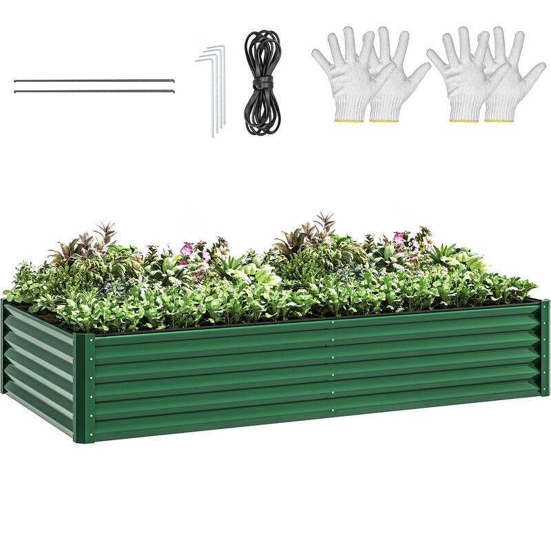 Moasis Outdoor Metal Raised Garden Bed with Gloves