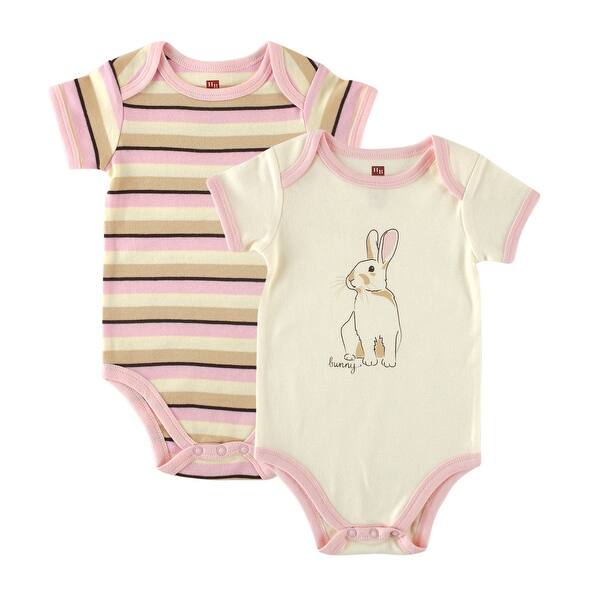 slide 1 of 1, Touched by Nature Baby Girl Organic Cotton Bodysuits, Bunny 2-Pack 0-3 Months - Bunny 2-Pack