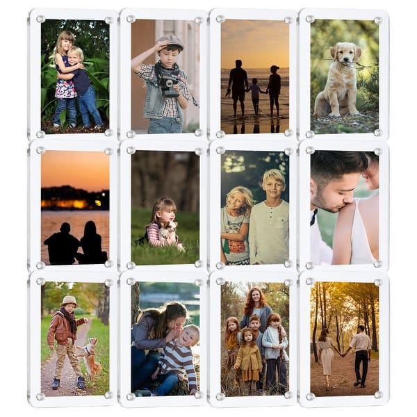slide 2 of 6, Vicyak 12 Pack High Transparency Acrylic Magnetic Photo Frame for Refrigerator - 3.54"L x 2.36"W