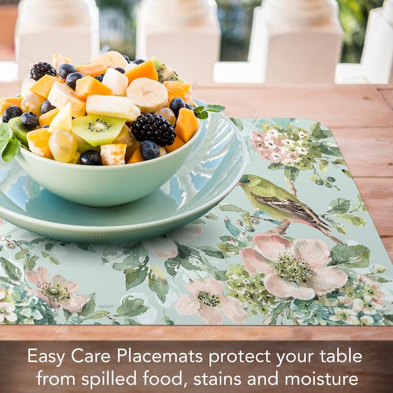 CounterArt Mint Crush, Reversible Easy Care Flexible Plastic Placemat 4 Pack Made in The USA