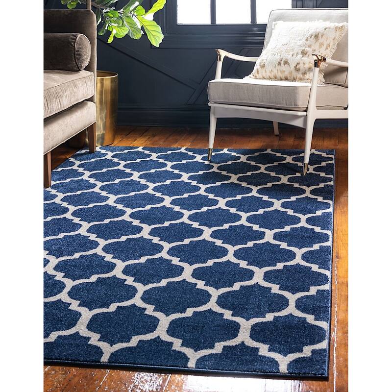 Contemporary Akiva Collection Area Rug - 8'x10' - Dark Blue