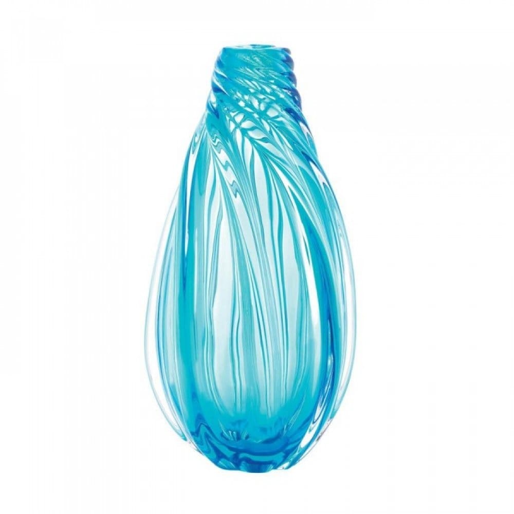 Shop Ocean Blue Spiral Art Glass Vase Overstock 26272723