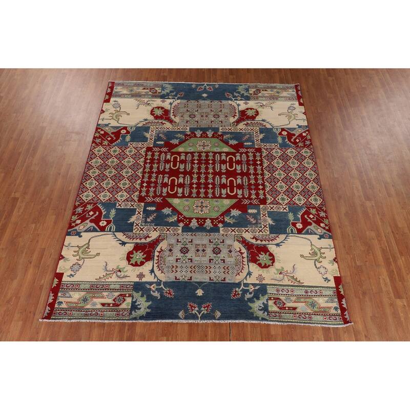 Traditional Kazak Oriental Area Rug Hand-Knotted Wool Carpet - 8'3" x 9'11"