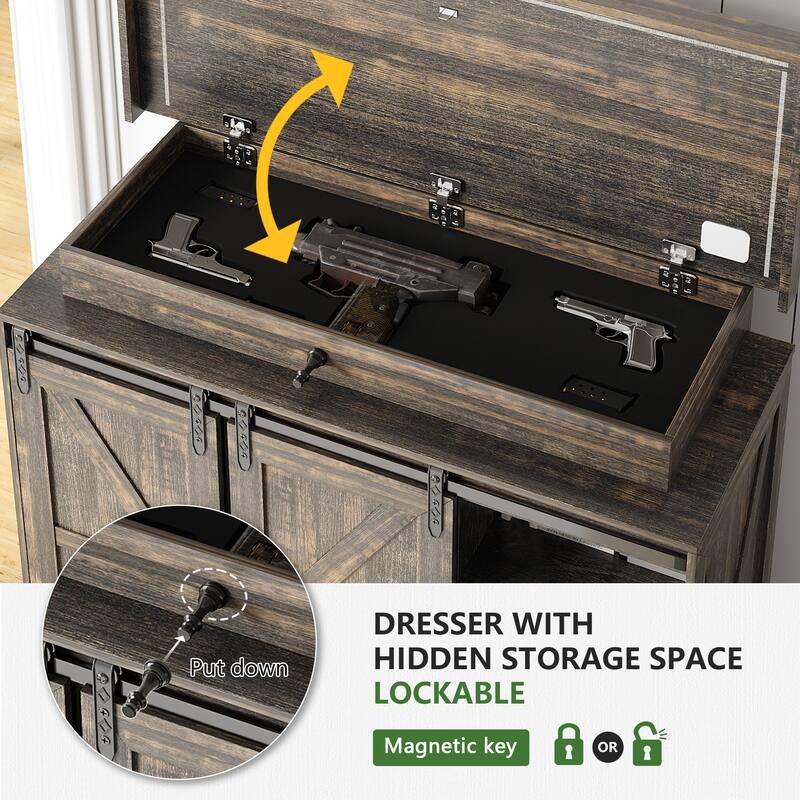 Sideboard With Hidden Gun Lock And Led Lights