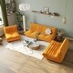preview thumbnail 1 of 35, 3 pieces Lounge Lazy Sofa Teddy Fabric Couches for Living room Yellow