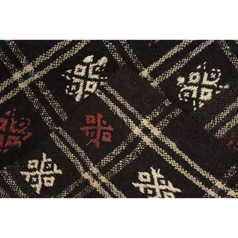 Hand Woven Oriental 100% Wool Carpet Southwestern Tribal Black Kilim Area Rug - 8' 11'' X 5' 0''