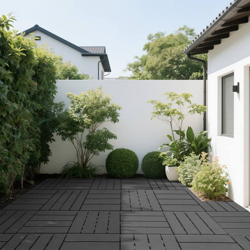 Plastic interlocking decking tiles, 44 packs of terrace decking tiles, 12 inches x 12 inches waterproof