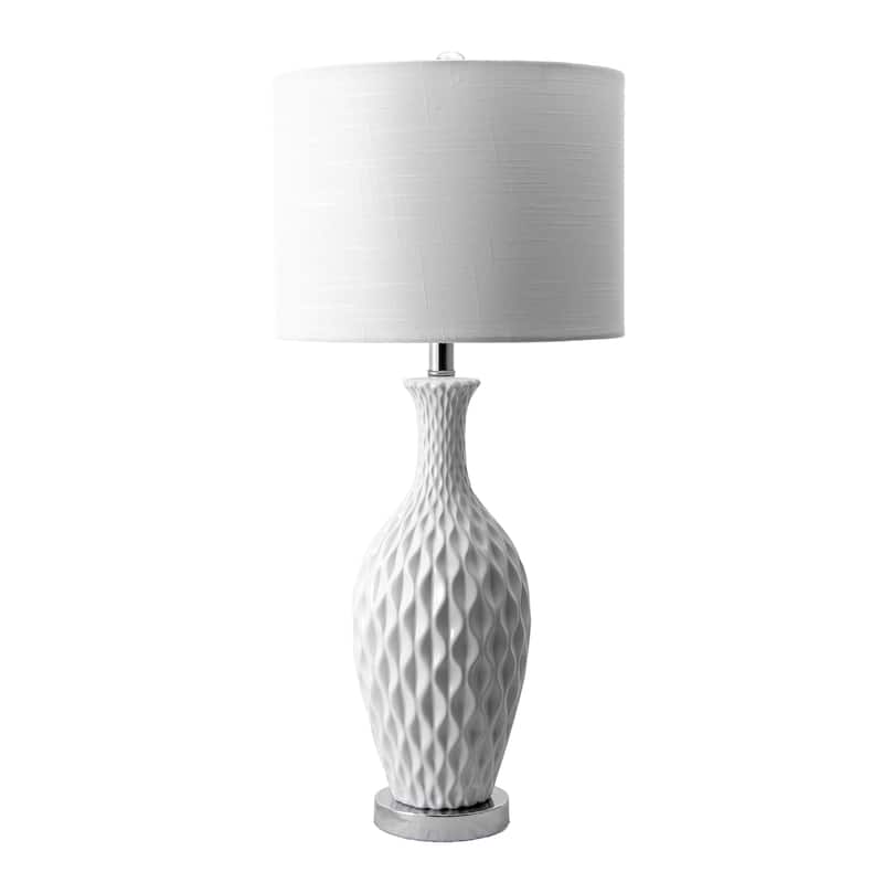 Nuloom 28" Diamante Textured Ceramic Linen Shade Table Lamp - 13"W x 13"D x 28"H