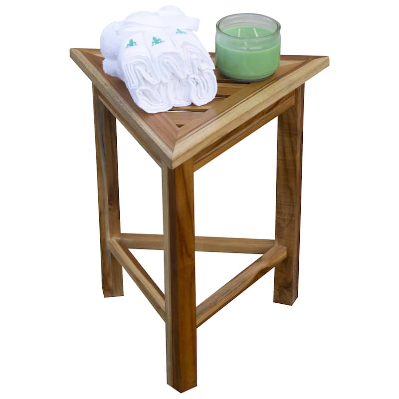Corner EcoDecors EarthyTeak FlexiCorner Triangular Teak Modular Stool in EarthyTeak Finish - Natural Teak