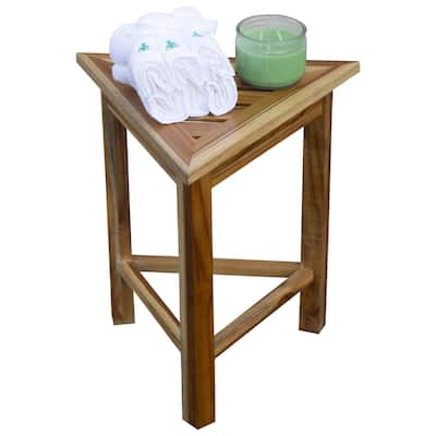 Corner EcoDecors EarthyTeak FlexiCorner Triangular Teak Modular Stool in EarthyTeak Finish