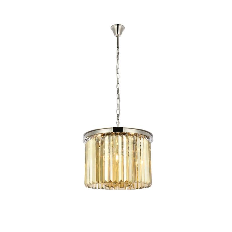 Royce Edge 6-Light Polished Nickel Pendant - polished nickel (royal cut golden teak crystals)