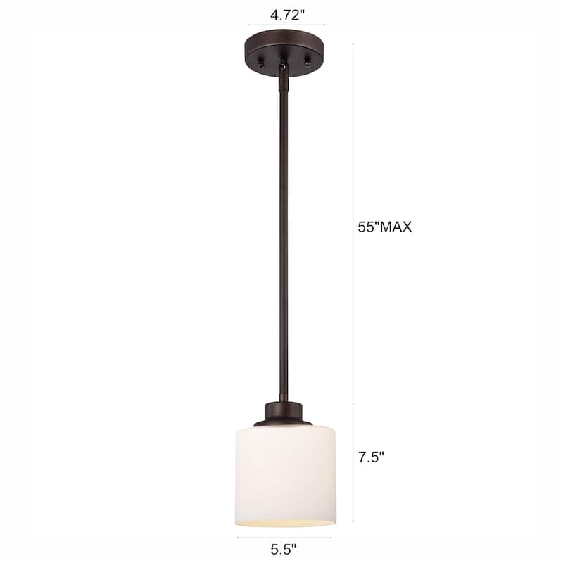 1-light Hanging Pendant w/ Etched Glass