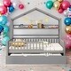 preview thumbnail 25 of 33, Full Size Wooden House Bed Kids Bed with Twin Size Trundle and Shelf