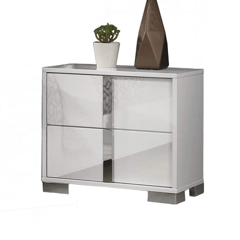 Modern Stylish Nightstand with Chrome Accents and Streamlined Design for Bedroom