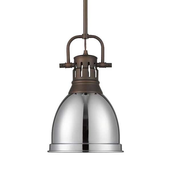 slide 2 of 11, Golden Lighting 3604-S RBZ Duncan 9" Wide Mini Pendant Rubbed Bronze / Chrome