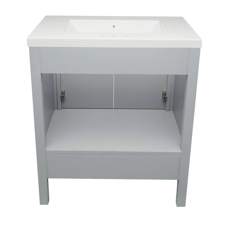 Nevado 37" Bathroom Vanity with Cultured Marble Vanity Top Sink in White with White Basin
