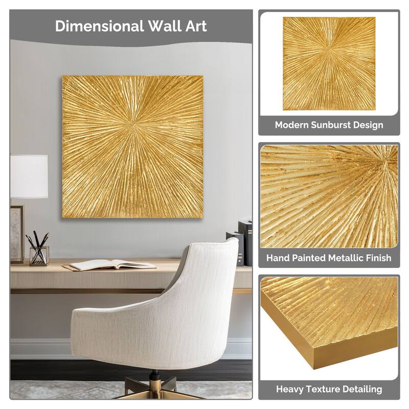 Madison Park Signature Sunburst Hand Painted Dimensional Resin Wall Art
