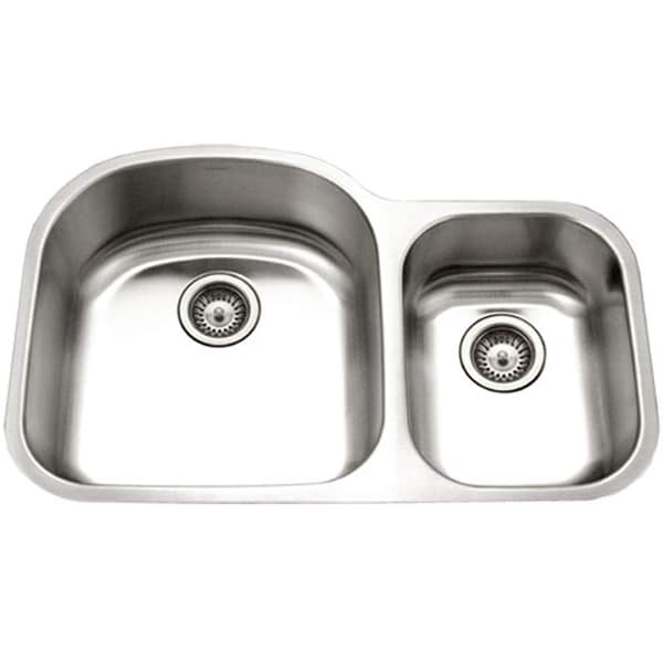 Houzer STC-2200SR Eston 32-1/4" Double Basin Undermount 18-Gauge Stainless Steel Kitchen Sink with 60/40 Split and Sound