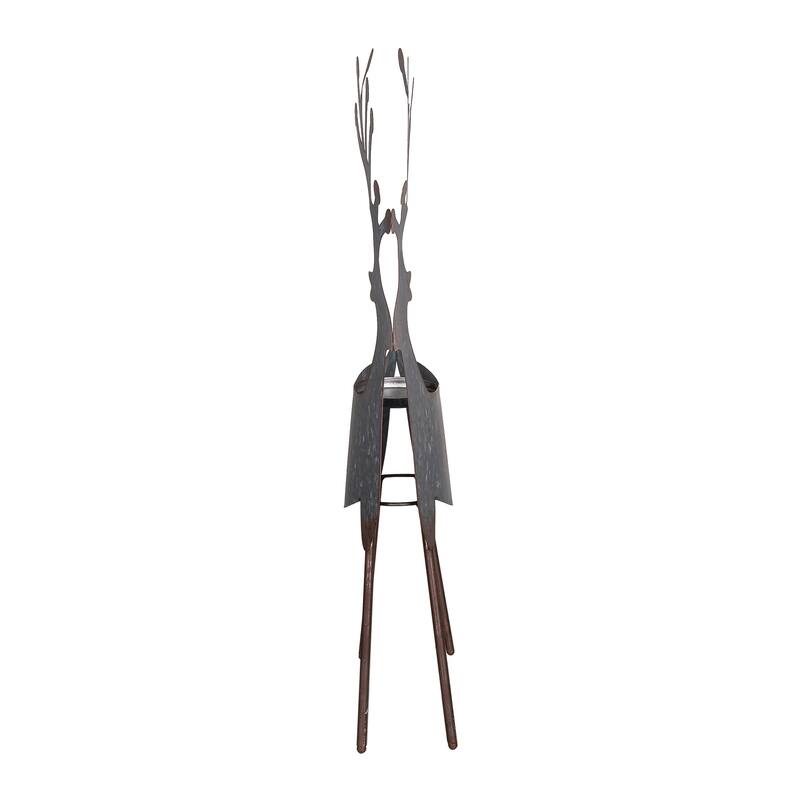 Transpac Metal 23.75 in. Gray Christmas Reindeer Candle Holder