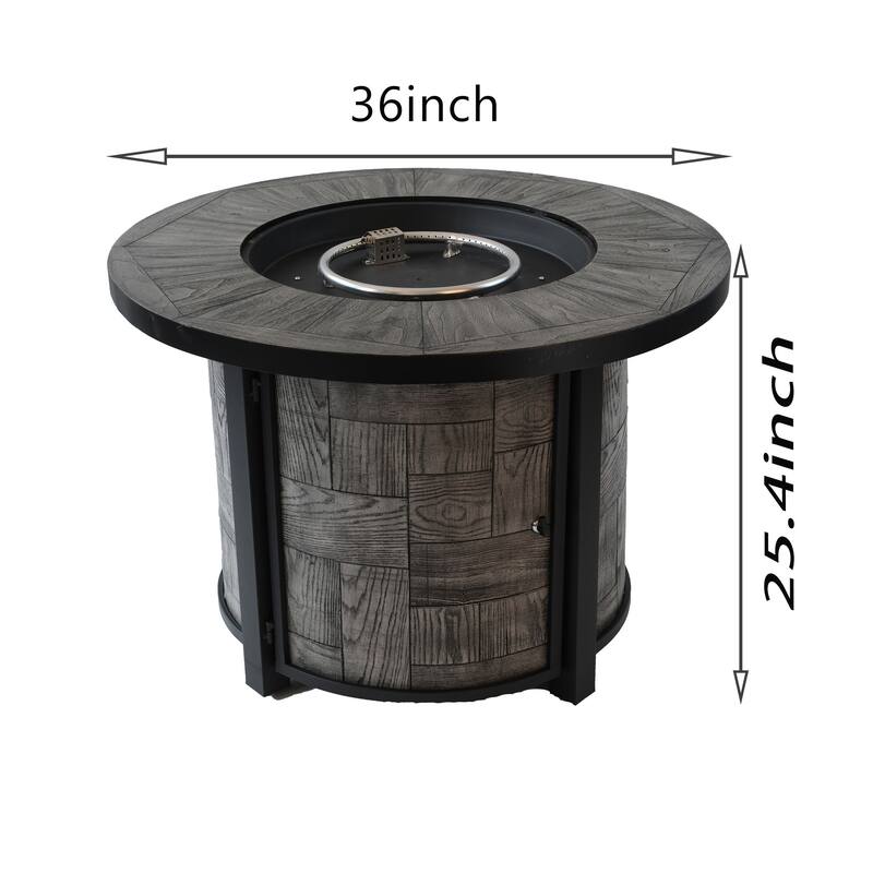 36 in. W x 36 in. D x 25 in. H Round Propane Gas Burning Outdoor Fire Pit in Wood