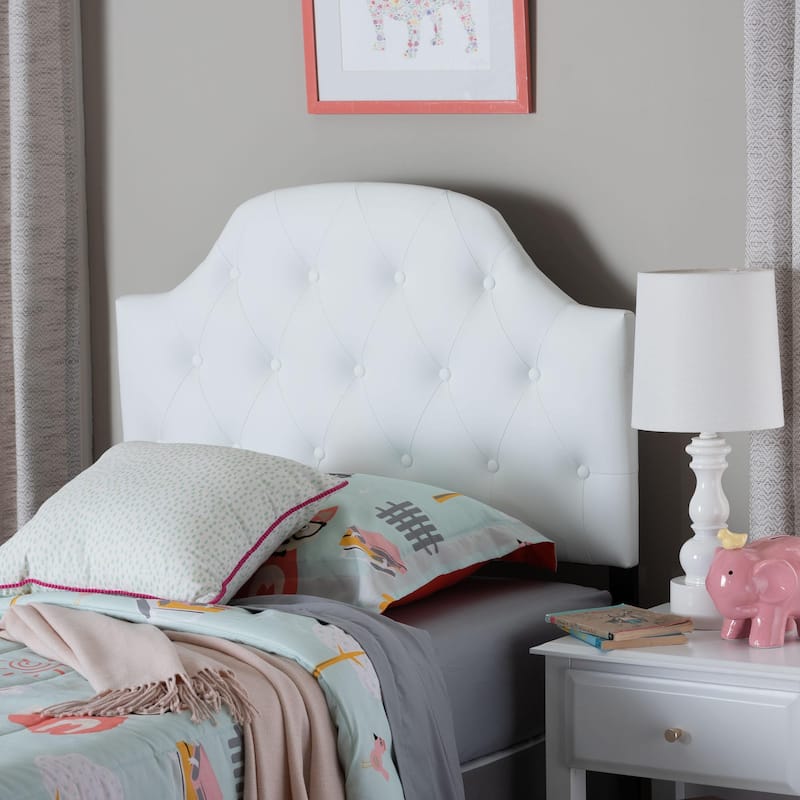 Baxton Studio Midas Modern and Contemporary Twin Size Faux Leather Upholstered Button-tufted Scalloped Headboard - White