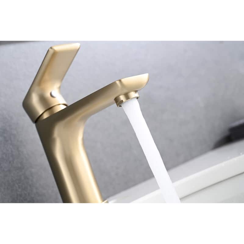 Single Handle Bathroom Sink Faucet with Ceramic Valve Core and Aerator, Rust Proof, Anti Fingerprint, Splash Proof, Silent