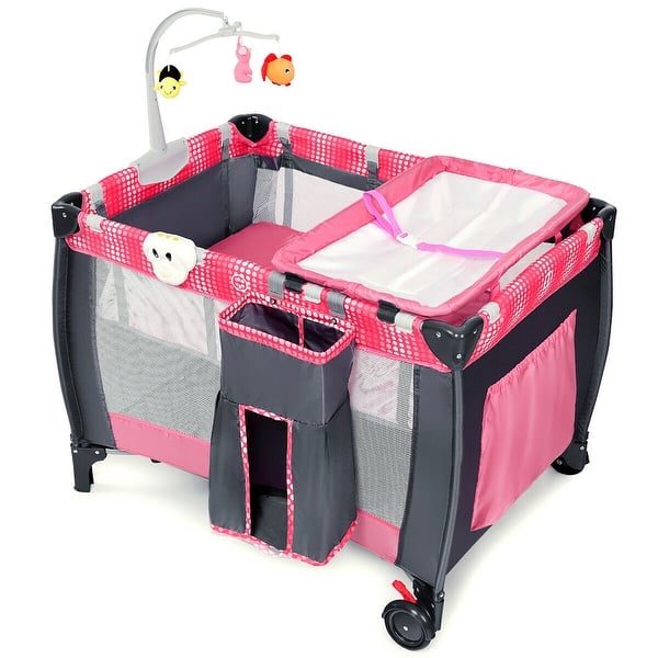 Shop Costway Foldable Travel Baby Playpen Crib Infant Bassinet Bed Mosquito On Sale Overstock 25442132