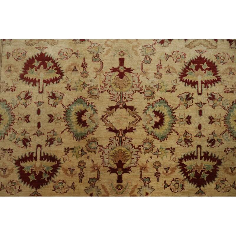 Hand Knotted Oriental 100% Wool Carpet Traditional All-Over Beige & Ivories Peshawar Area Rug - 8' 5'' X 6' 0''