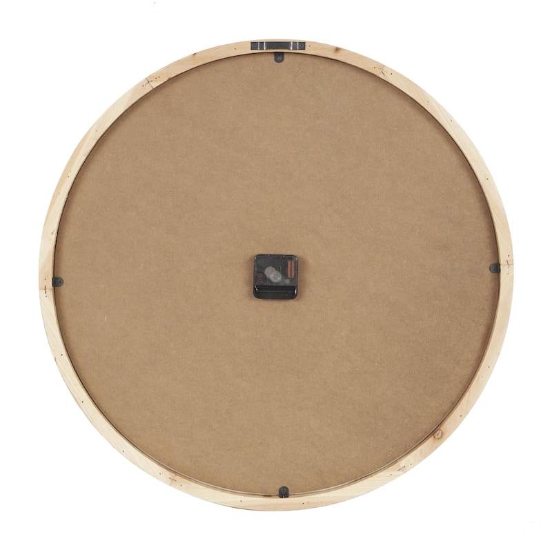 Wood Decorative Wall Clock with White Backing - Light Brown - Roche River Decor