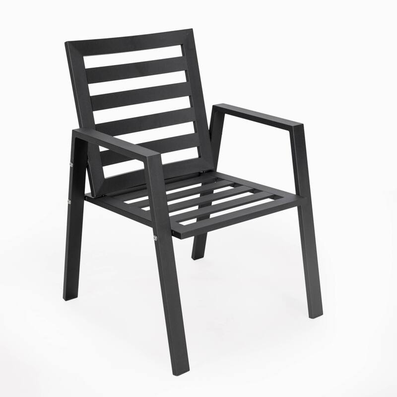 LeisureMod Chelsea Set of 2 Patio Dining Armchair in Aluminum with Cushions for Porch Backyard Pool Garden - 34.84