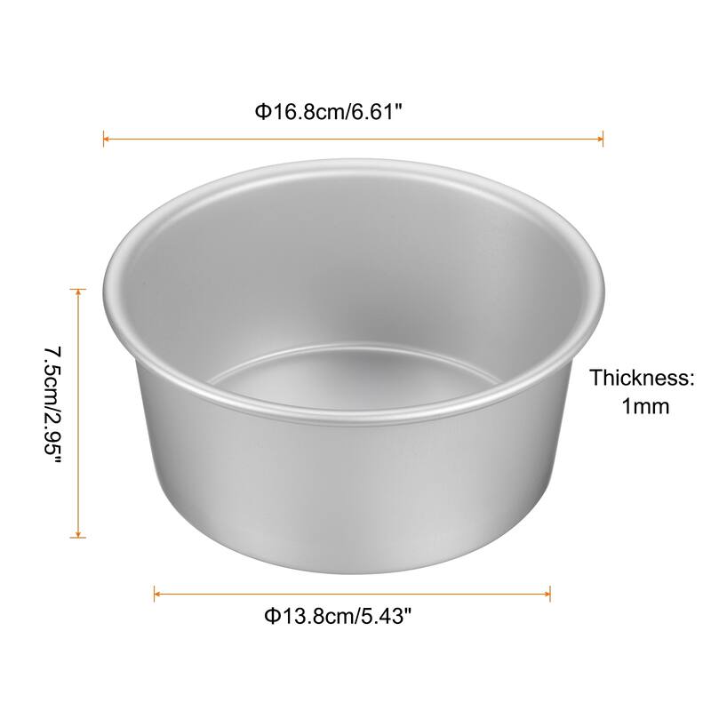 2Pcs Round Cake Pan Baking Cake Pans Cheesecake Pan Anodized Aluminum - Silver Tone - 6"