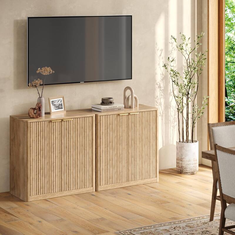 63" Buffet Cabinet with Storage, Fluted Sideboard with Adjustable Shelves for Living Room, Dining Room, Kitchen