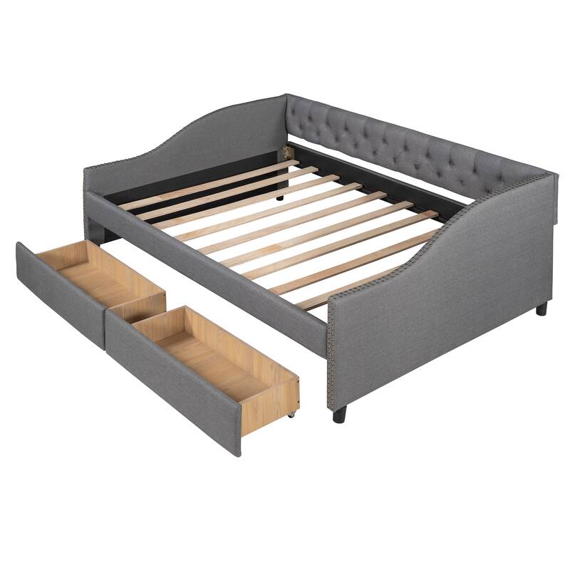 Upholstered daybed with Two Drawers