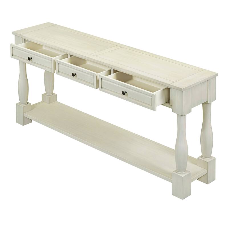 63" Console Table, Wood Sideboard Table Storage Cabinet w3 Drawer & 1 Shelf, Entrance Table for Entryway, Hallway, Living Room