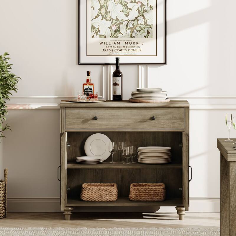 Wash Gray Bookcase with Doors, Large Wood Farmhouse Book Case Shelf - wash grey