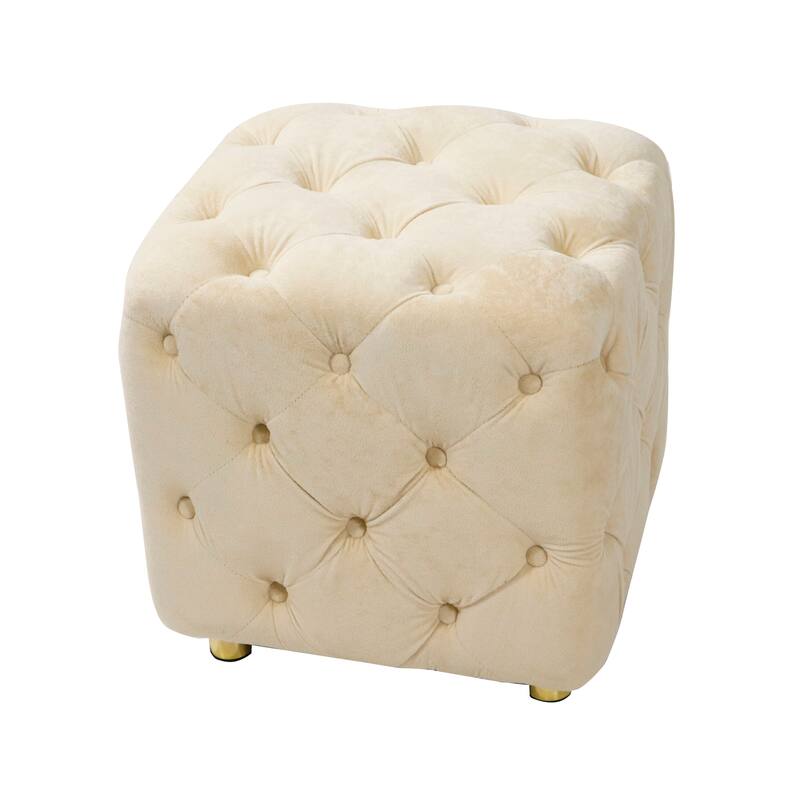 Velvet Upholstered Ottoman,Exquisite Small End Table,Soft Foot Stool,Dressing Makeup Chair,Seat for Living Room