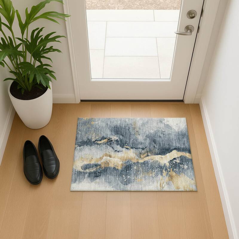 Premium Washable Super Soft Glam Chic Mayfield Rug - Graphite - 1'8" x 2'6"