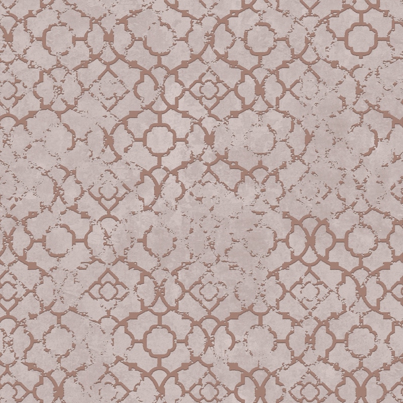 Galerie Wallcoverings Emporium 3D Embossed Aged Quatrefoil Non-woven Metallic Wallpaper Roll - 33 feet x 21 inches - Pink